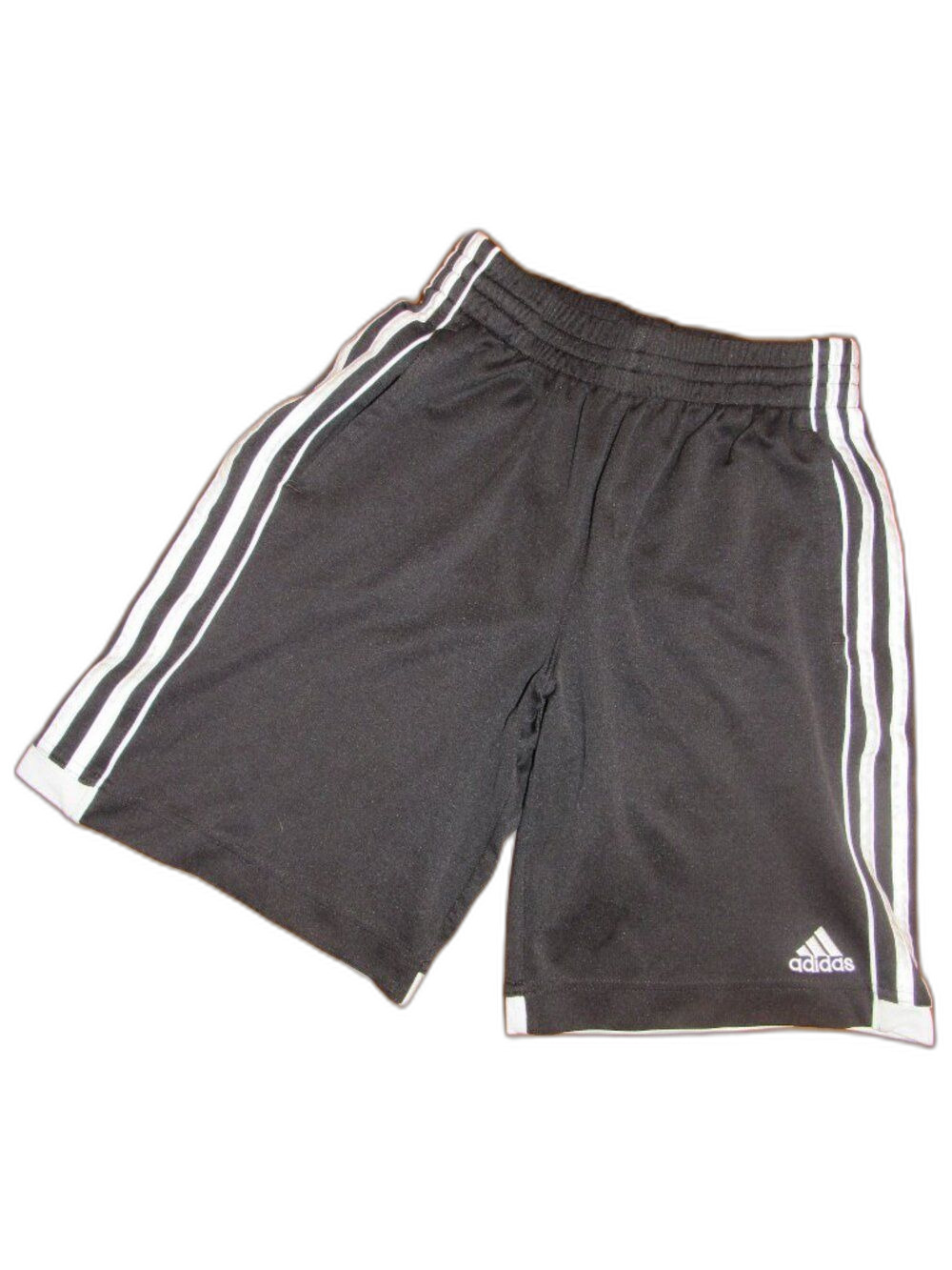 14/16 Boys Adidas Black Sports Running Exercise White Stripe Shorts